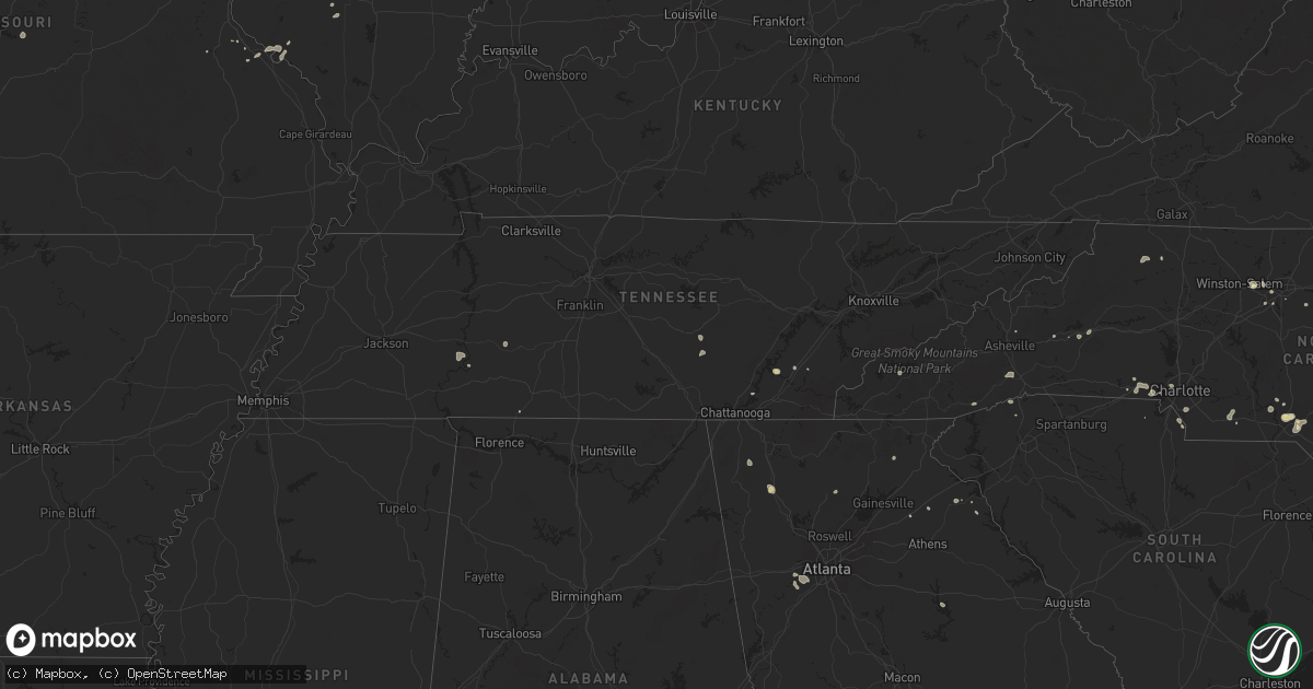 Hail map in Tennessee on August 30, 2024