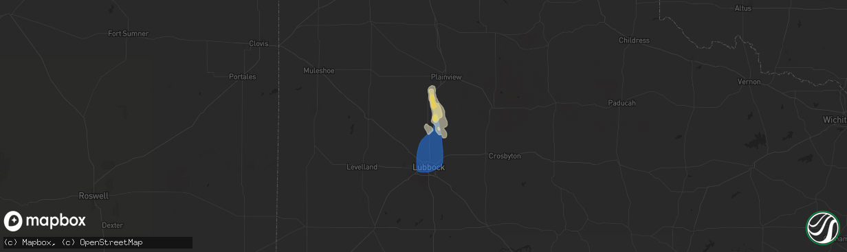Hail map in Abernathy, TX on August 30, 2025
