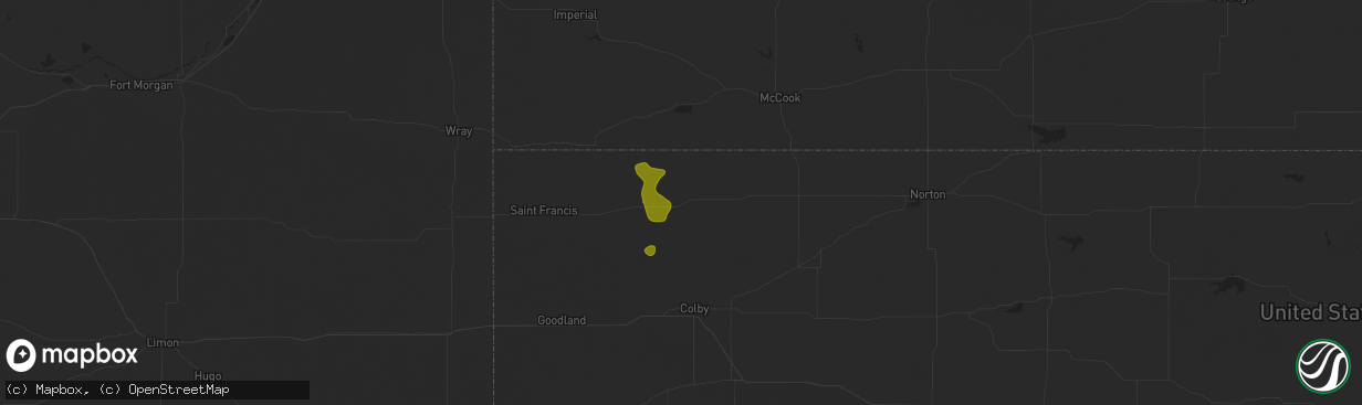 Hail map in Atwood, KS on August 30, 2025