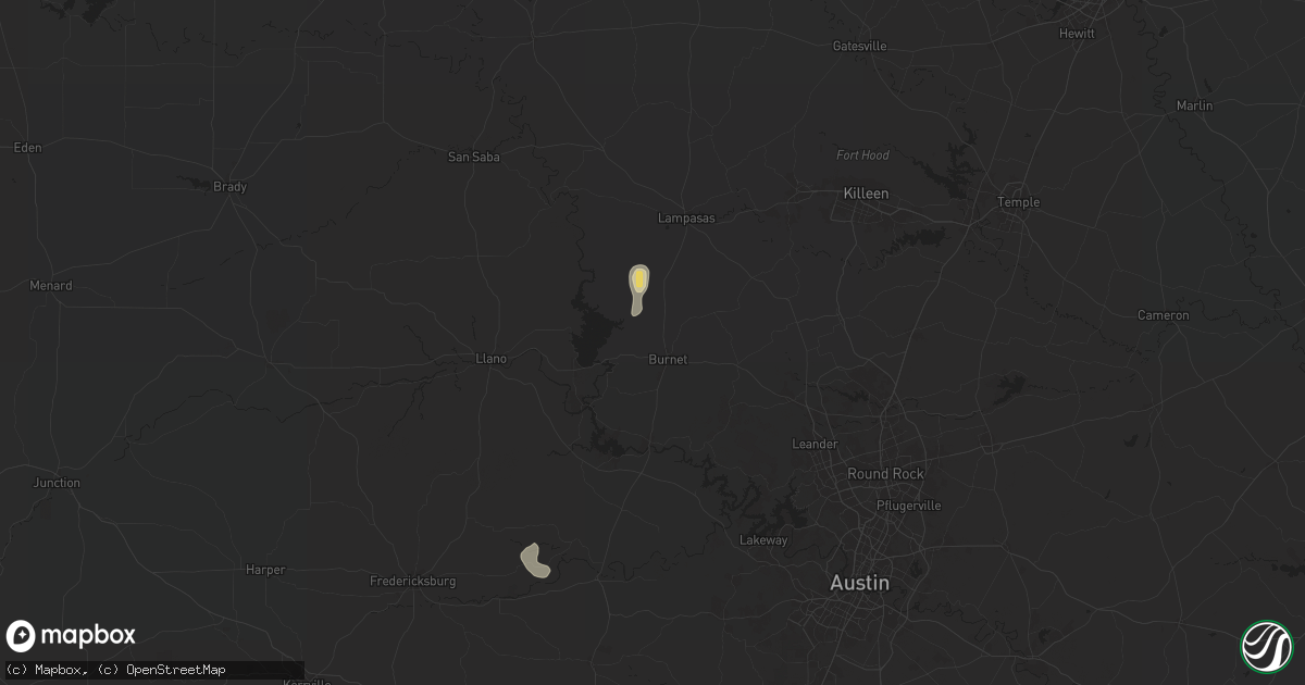 Hail map in Burnet, TX on August 30, 2025