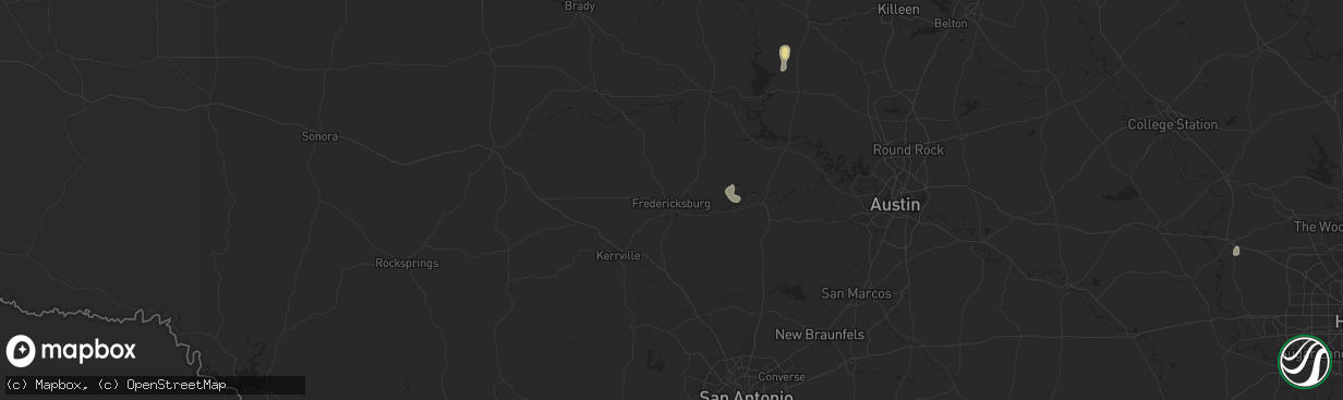 Hail map in Fredericksburg, TX on August 30, 2025