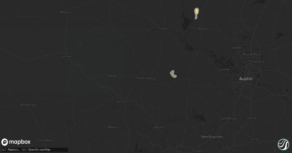Hail map in Fredericksburg, TX on August 30, 2025