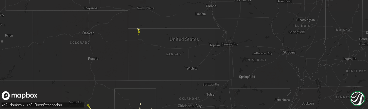 Hail map in Kansas on August 30, 2025