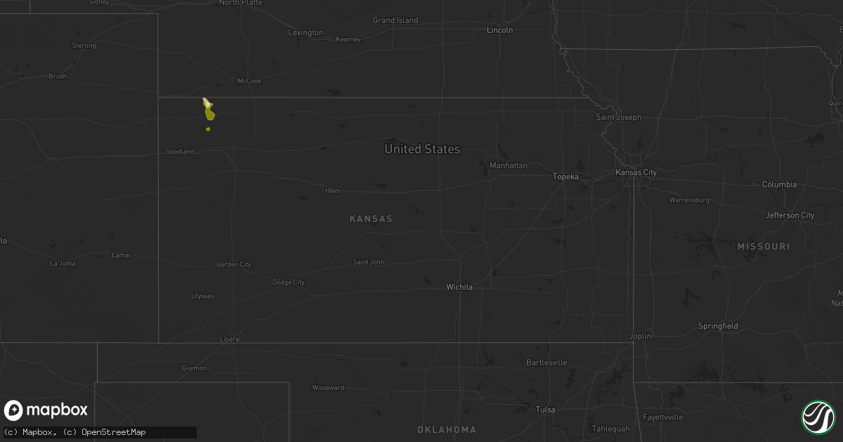 Hail map in Kansas on August 30, 2025