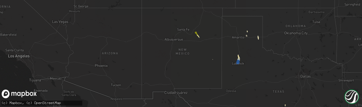 Hail map in New Mexico on August 30, 2025