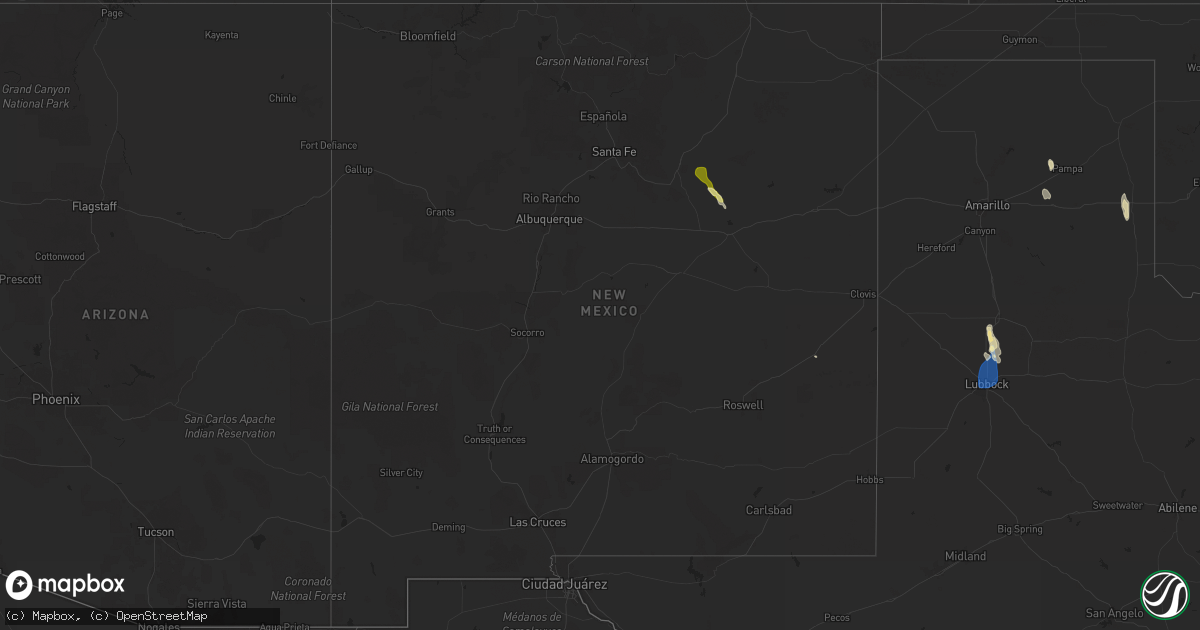 Hail map in New Mexico on August 30, 2025