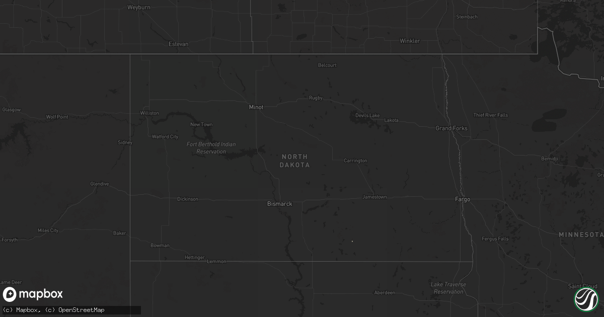 Hail map in North Dakota on August 30, 2025
