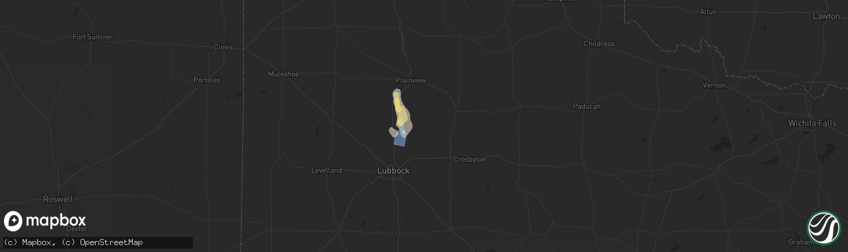 Hail map in Petersburg, TX on August 30, 2025