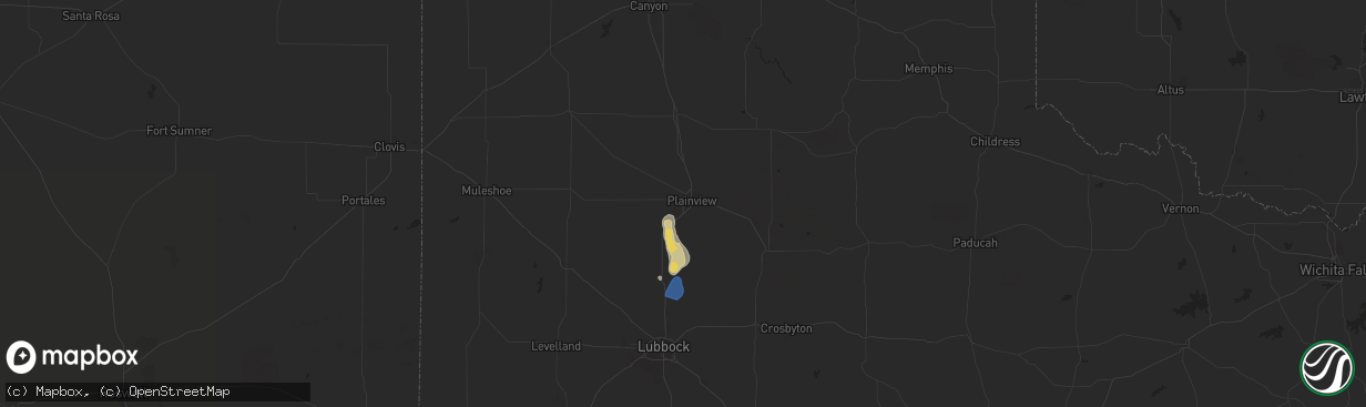 Hail map in Plainview, TX on August 30, 2025