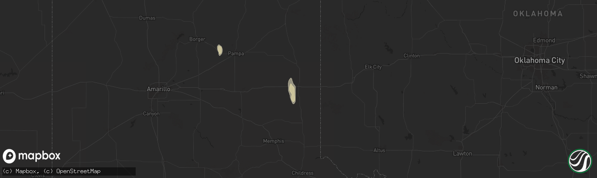 Hail map in Shamrock, TX on August 30, 2025
