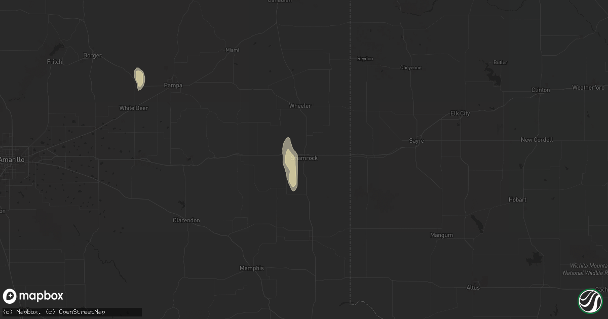 Hail map in Shamrock, TX on August 30, 2025