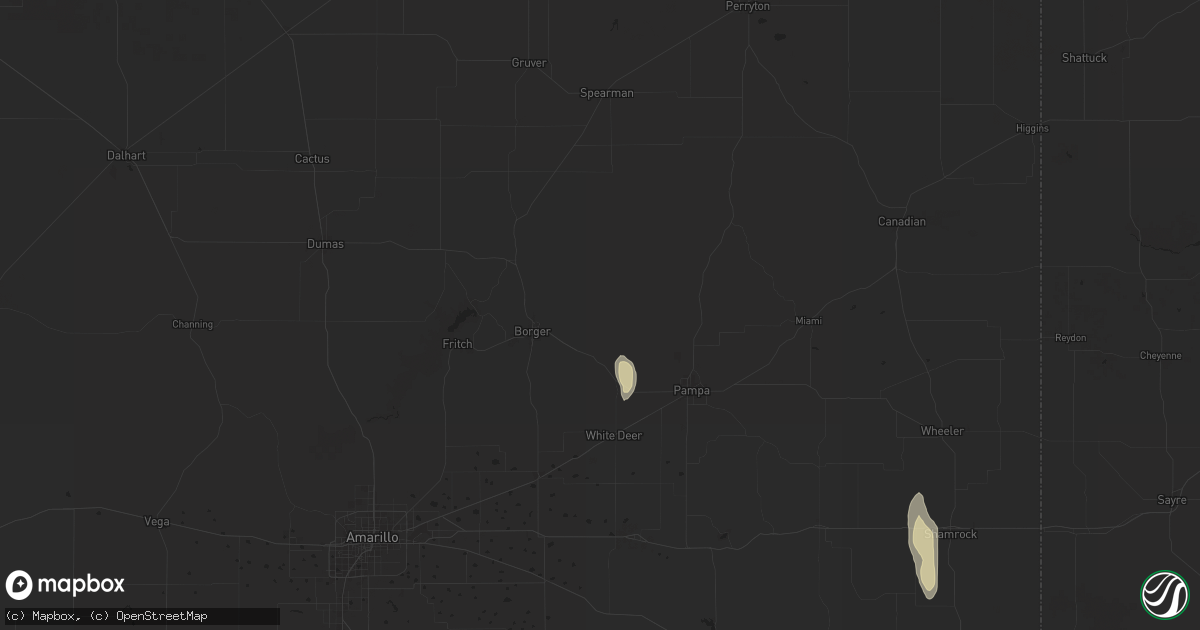 Hail map in Skellytown, TX on August 30, 2025