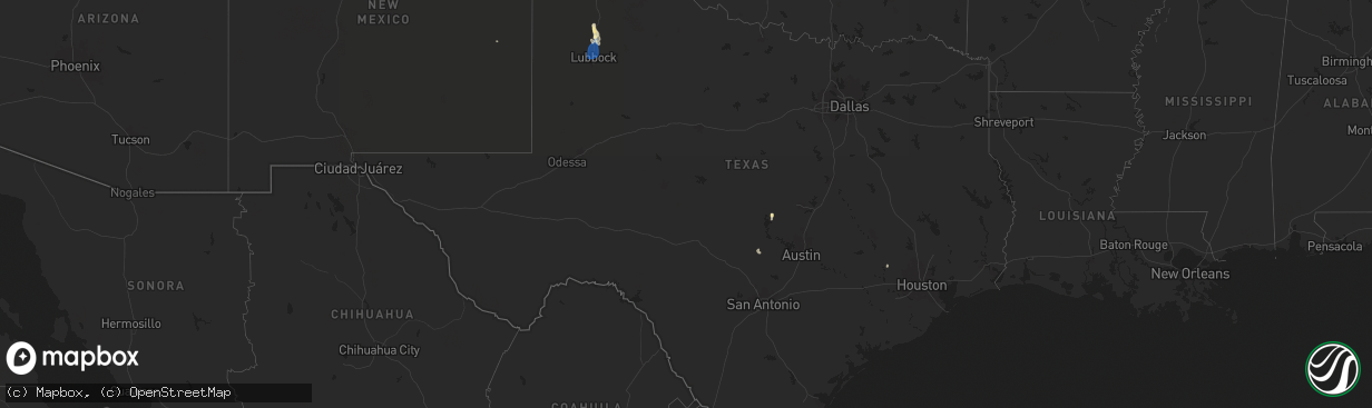 Hail map in Texas on August 30, 2025