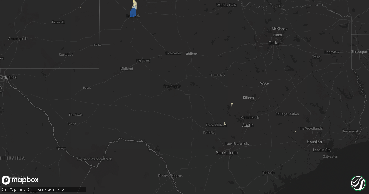 Hail map in Texas on August 30, 2025