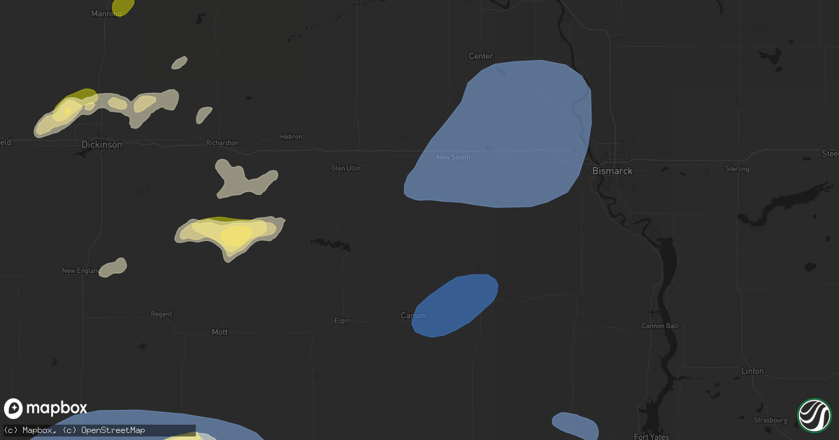 Hail map in Almont, ND on August 30, 2026