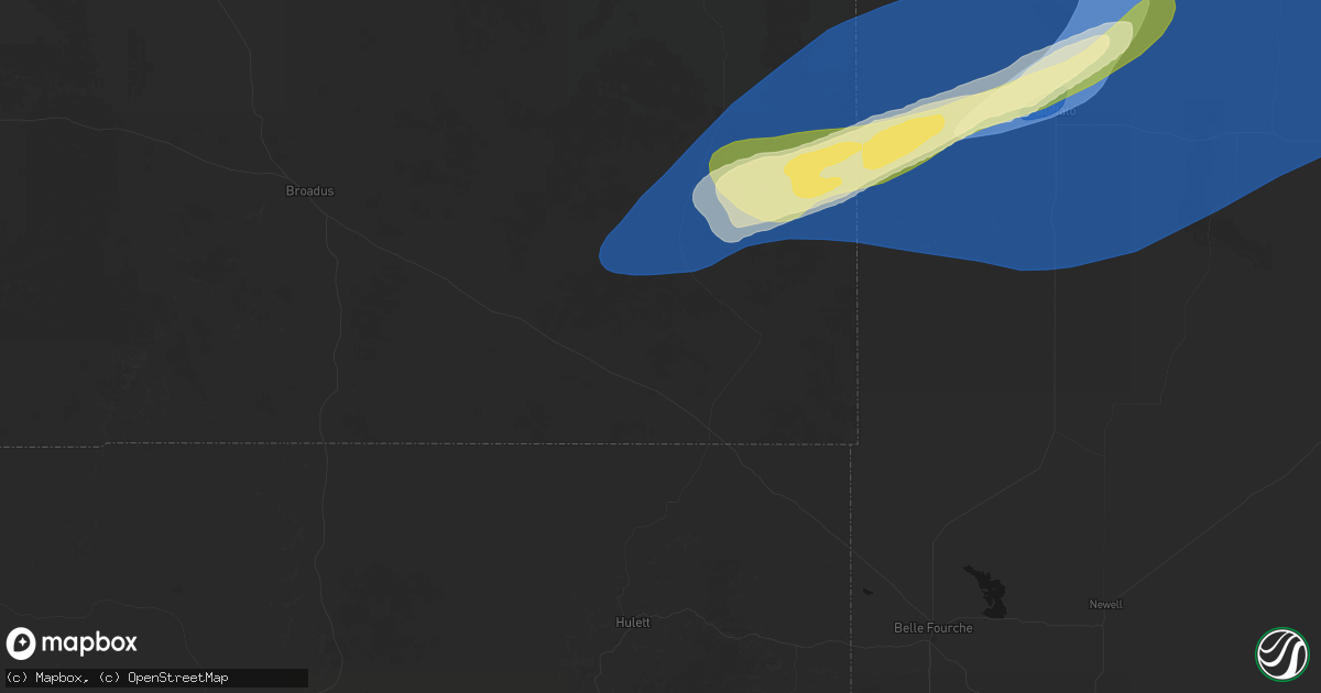 Hail map in Alzada, MT on August 30, 2026