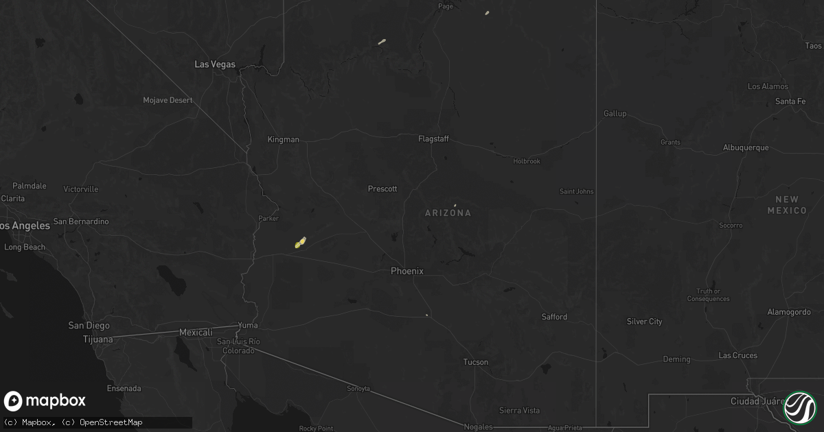 Hail map in Arizona on August 30, 2026