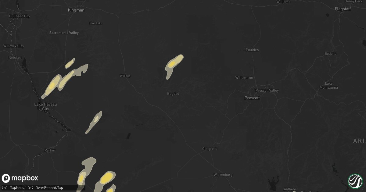 Hail map in Bagdad, AZ on August 30, 2026