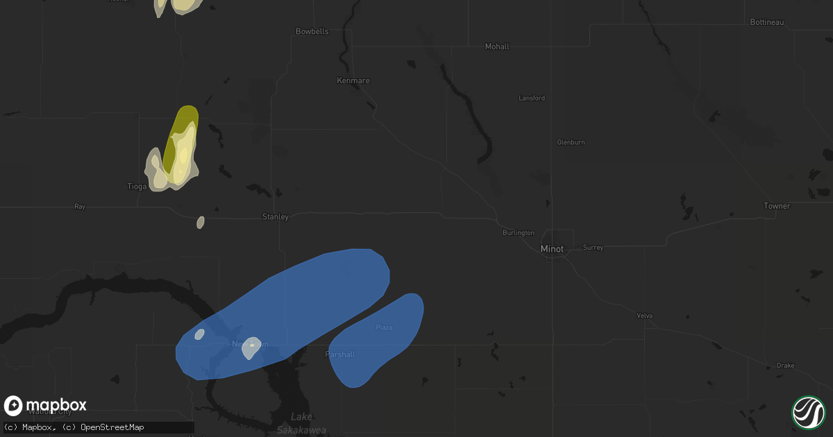 Hail map in Berthold, ND on August 30, 2026