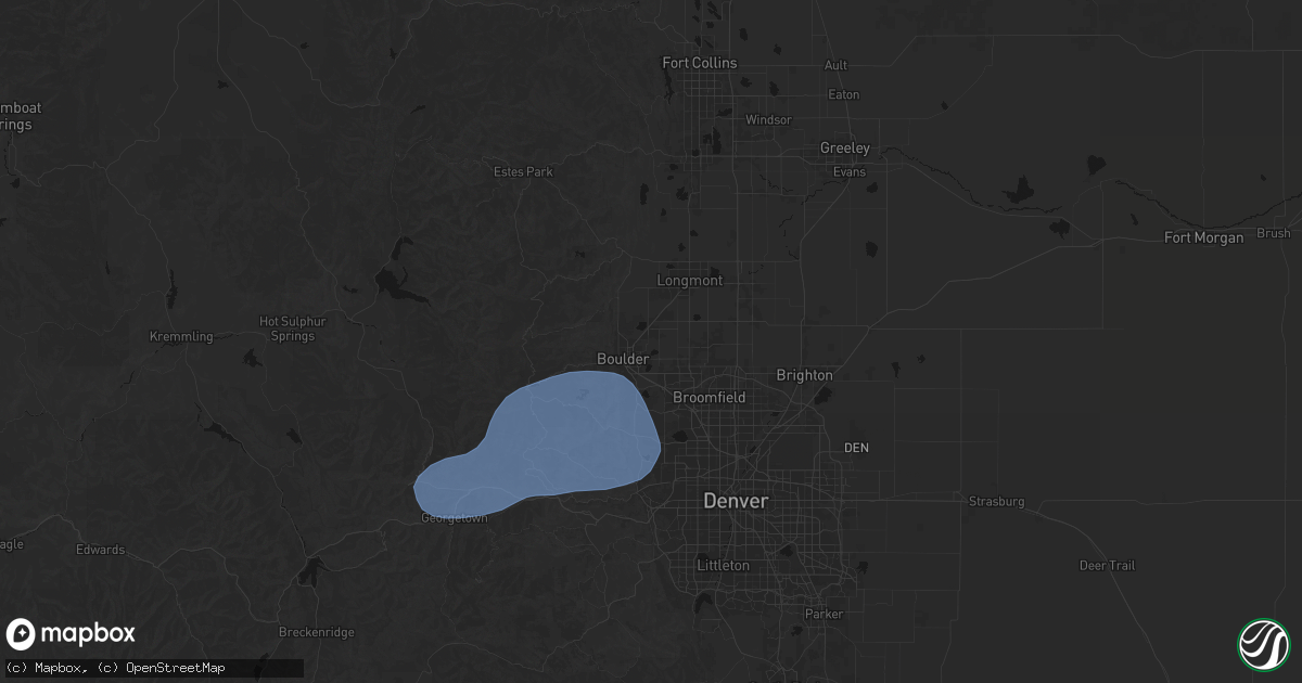 Hail map in Boulder, CO on August 30, 2026