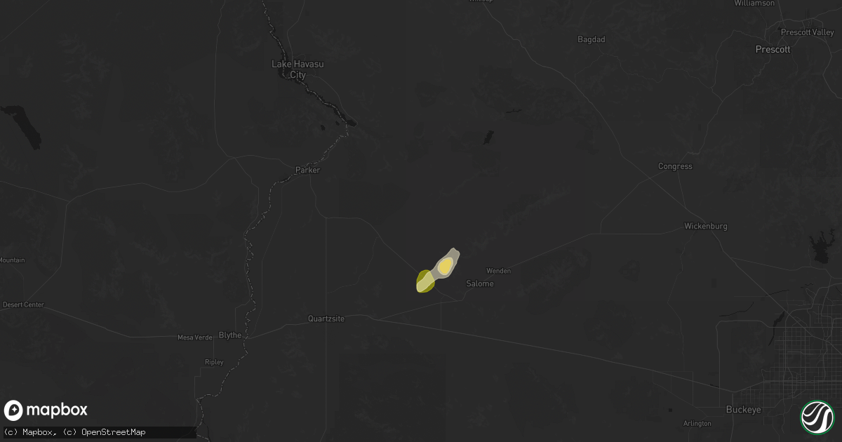 Hail map in Bouse, AZ on August 30, 2026