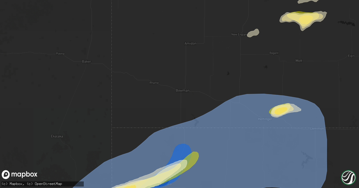 Hail map in Bowman, ND on August 30, 2026