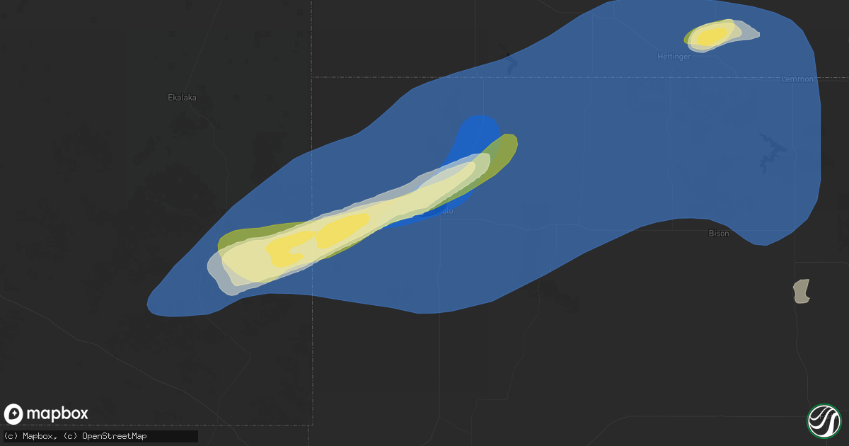 Hail map in Buffalo, SD on August 30, 2026