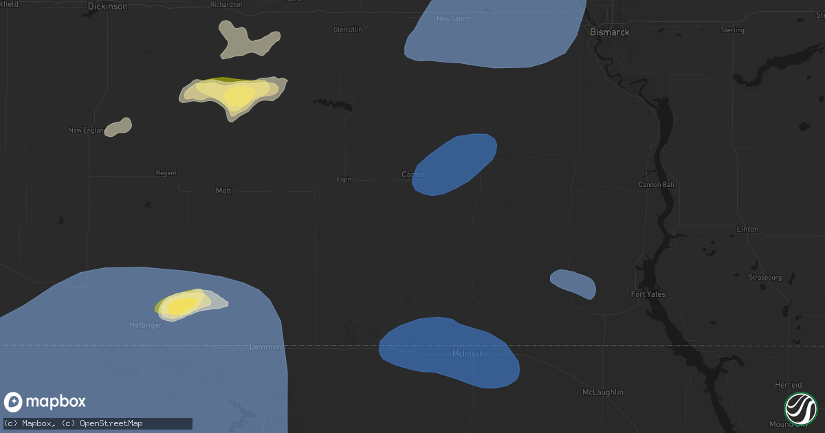 Hail map in Carson, ND on August 30, 2026