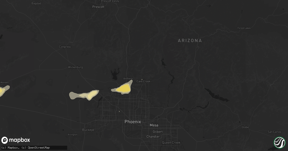 Hail map in Cave Creek, AZ on August 30, 2026