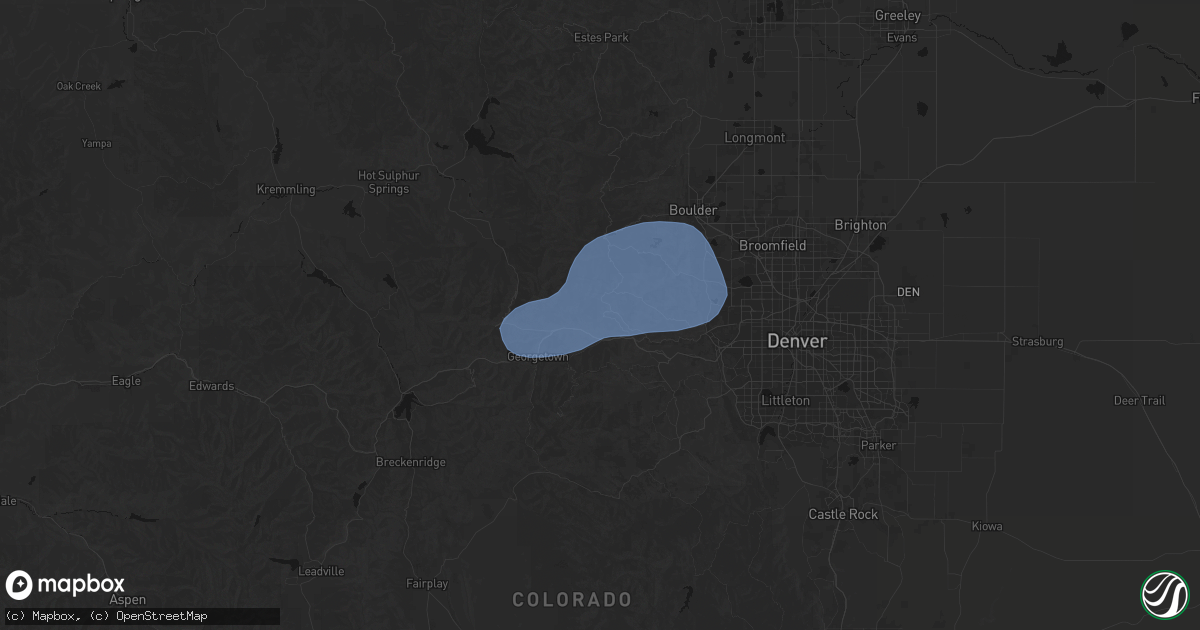 Hail map in Central City, CO on August 30, 2026