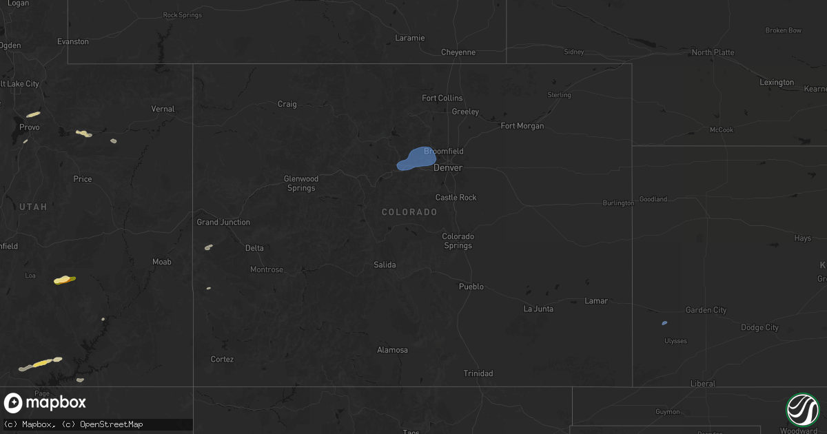Hail map in Colorado on August 30, 2026