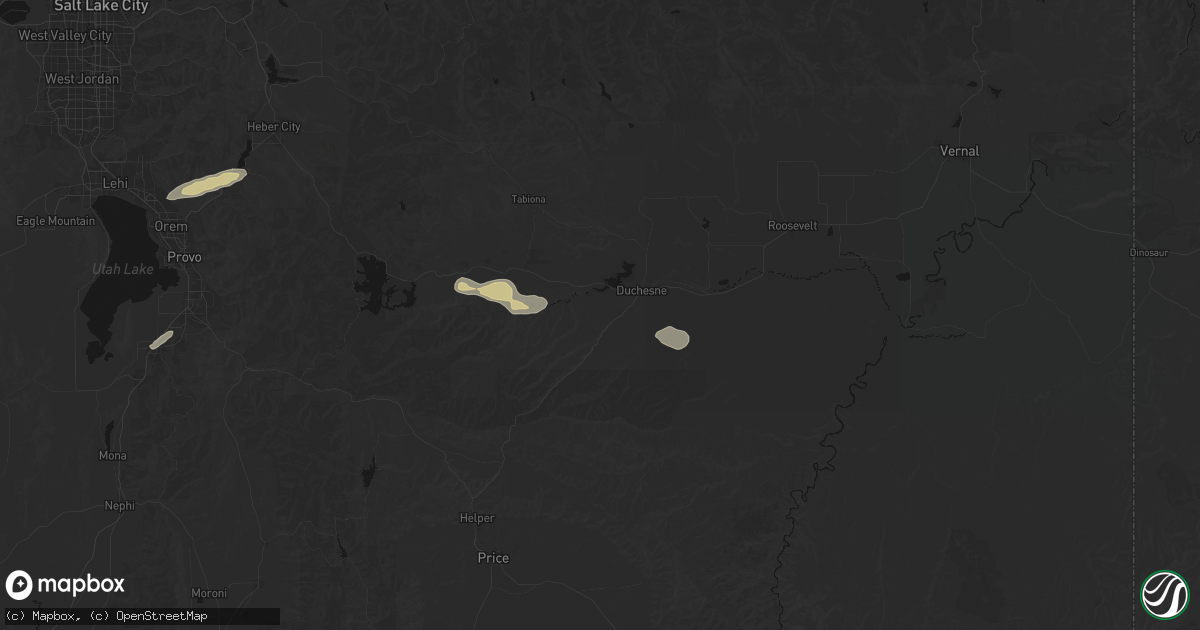 Hail map in Duchesne, UT on August 30, 2026