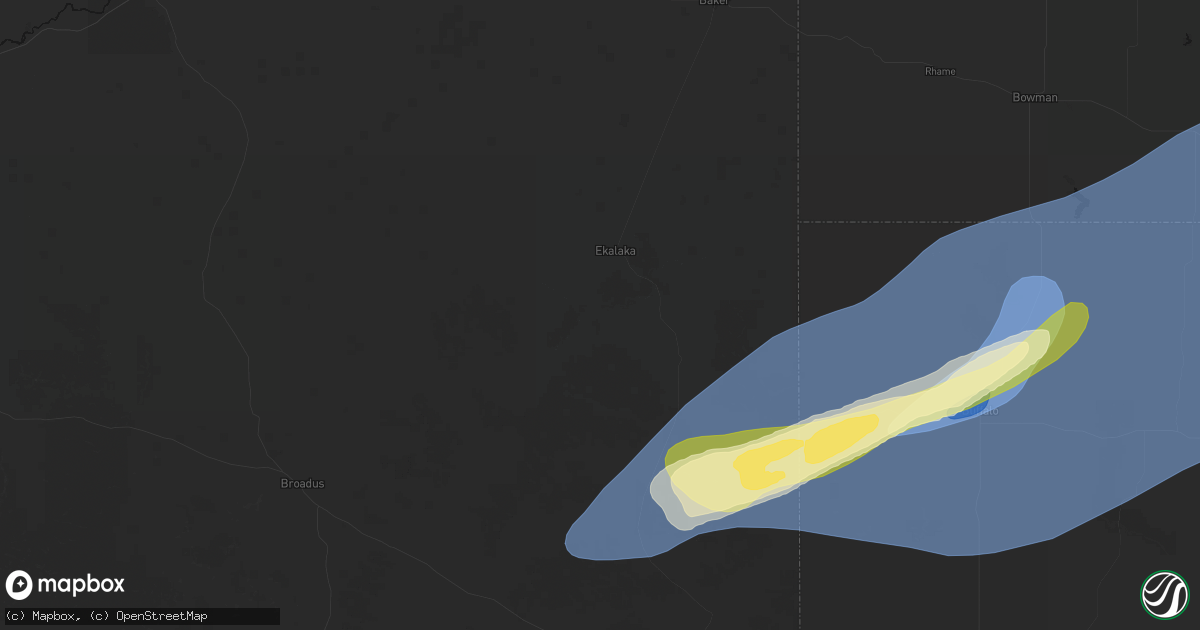 Hail map in Ekalaka, MT on August 30, 2026