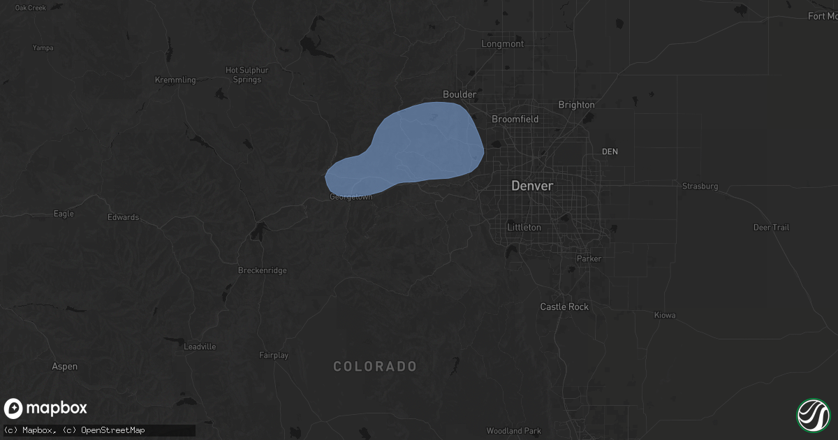 Hail map in Evergreen, CO on August 30, 2026
