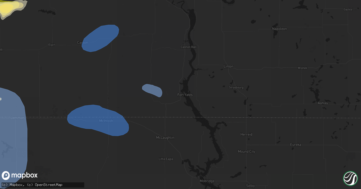 Hail map in Fort Yates, ND on August 30, 2026