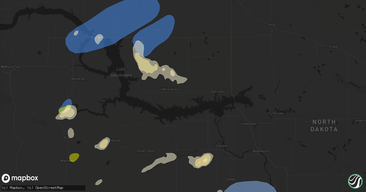 Hail map in Garrison, ND on August 30, 2026