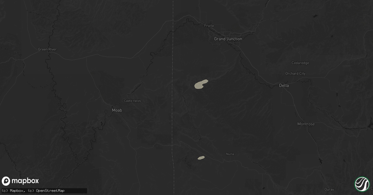 Hail map in Gateway, CO on August 30, 2026