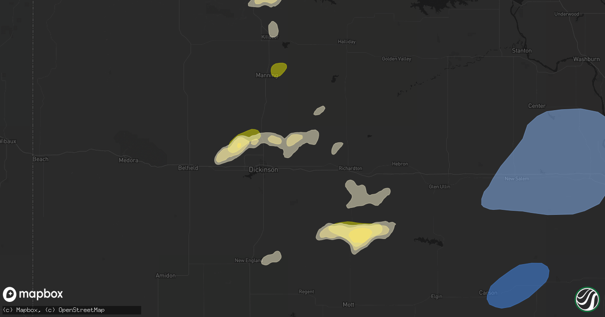 Hail map in Gladstone, ND on August 30, 2026