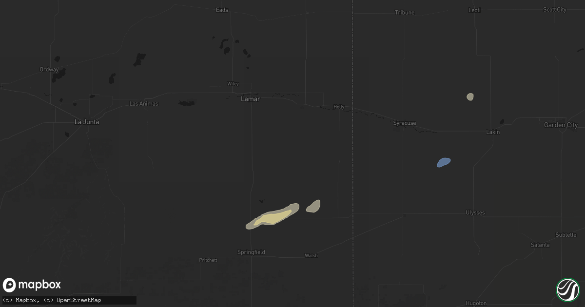 Hail map in Granada, CO on August 30, 2026