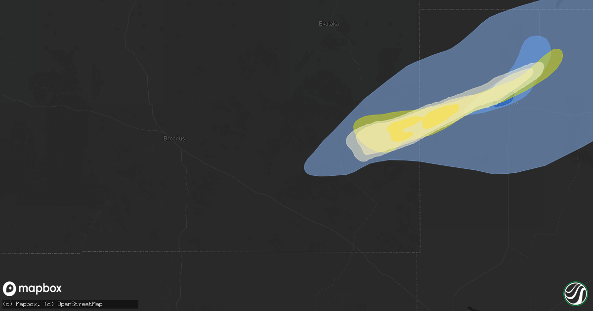 Hail map in Hammond, MT on August 30, 2026