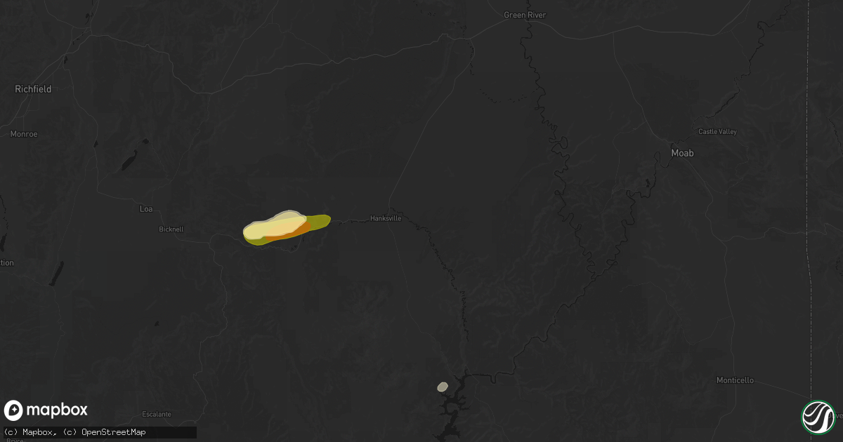 Hail map in Hanksville, UT on August 30, 2026