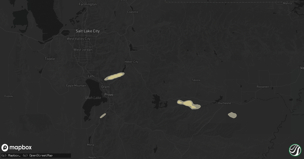 Hail map in Heber City, UT on August 30, 2026