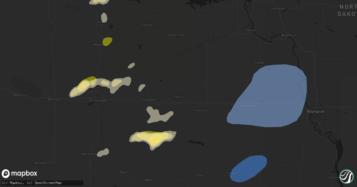 Hail map in Hebron, ND on August 30, 2026