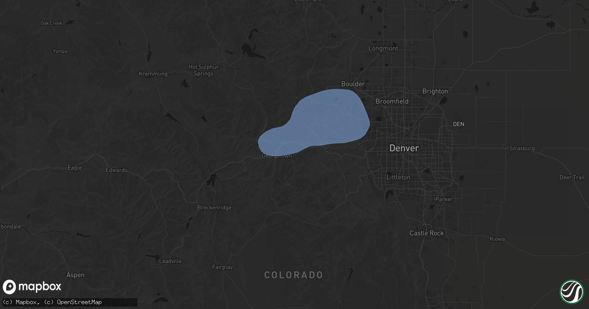 Hail map in Idaho Springs, CO on August 30, 2026