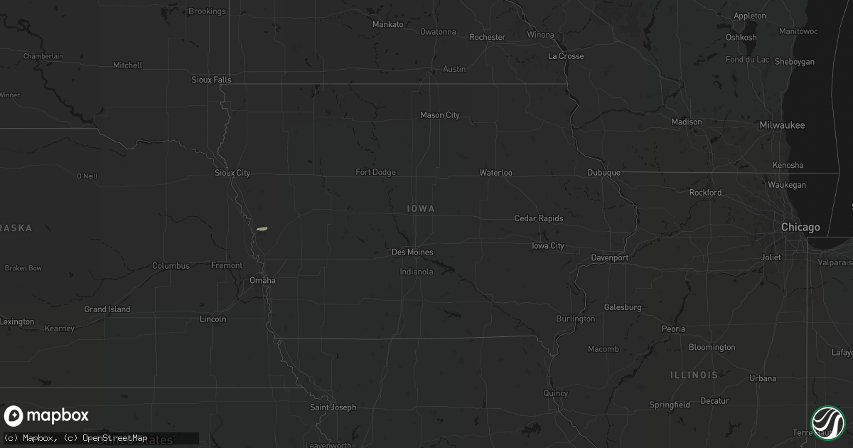 Hail map in Iowa on August 30, 2026