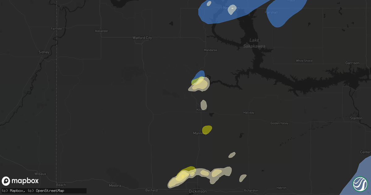 Hail map in Killdeer, ND on August 30, 2026