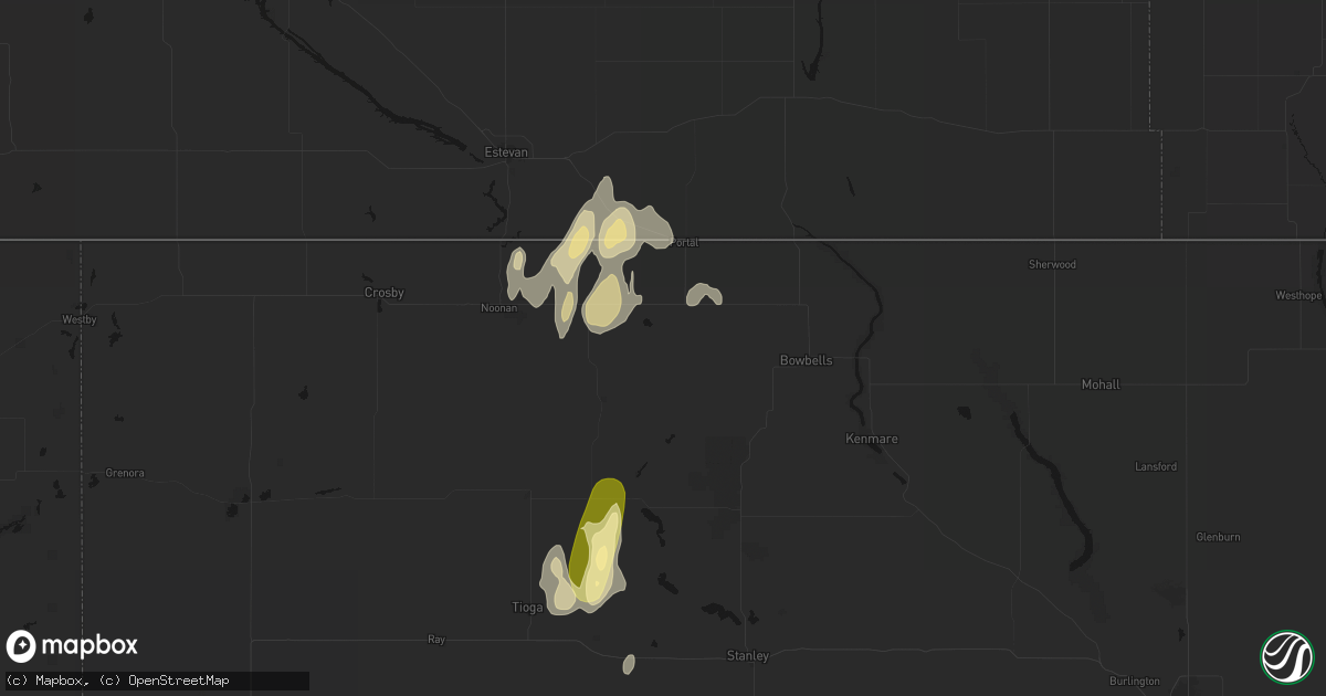 Hail map in Lignite, ND on August 30, 2026