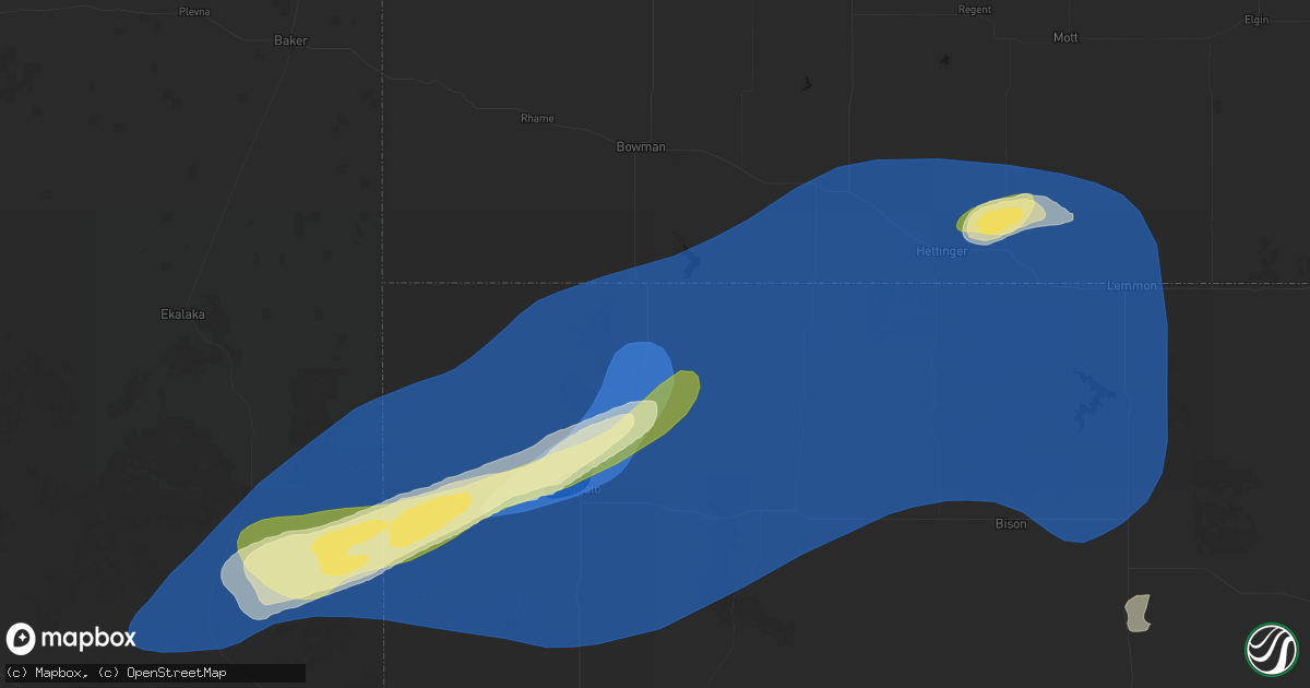 Hail map in Ludlow, SD on August 30, 2026