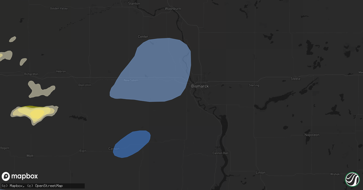 Hail map in Mandan, ND on August 30, 2026