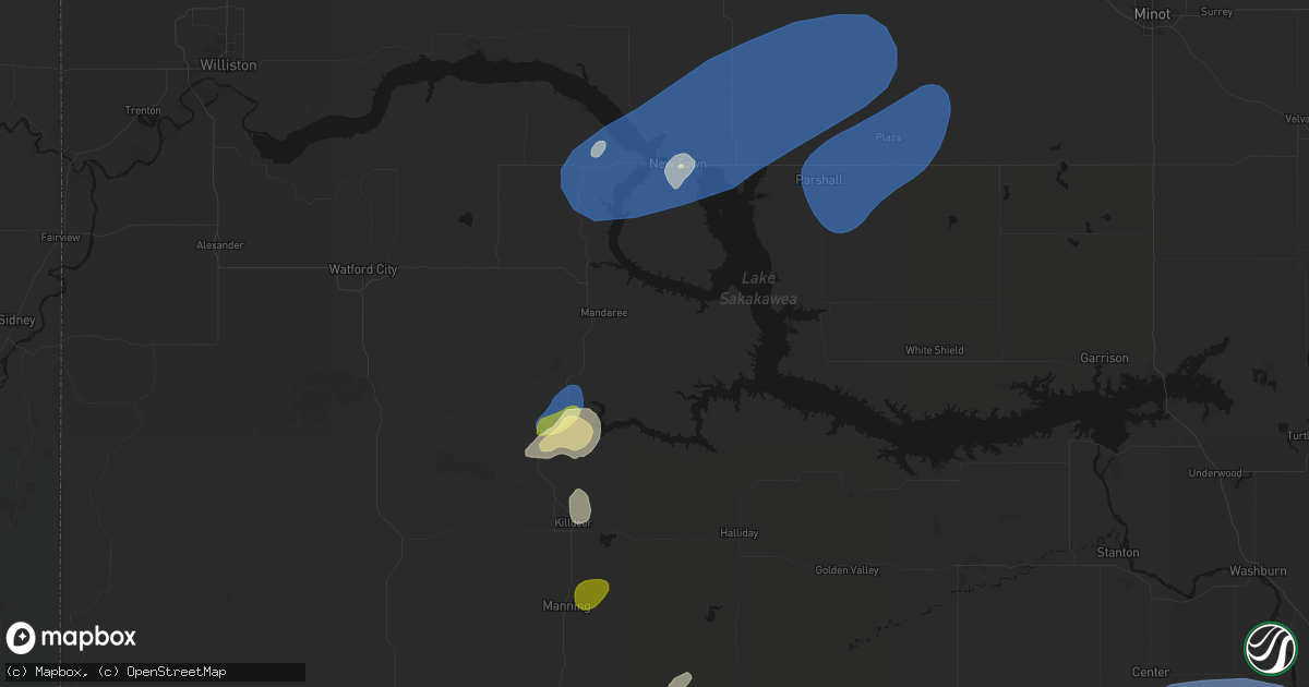 Hail map in Mandaree, ND on August 30, 2026